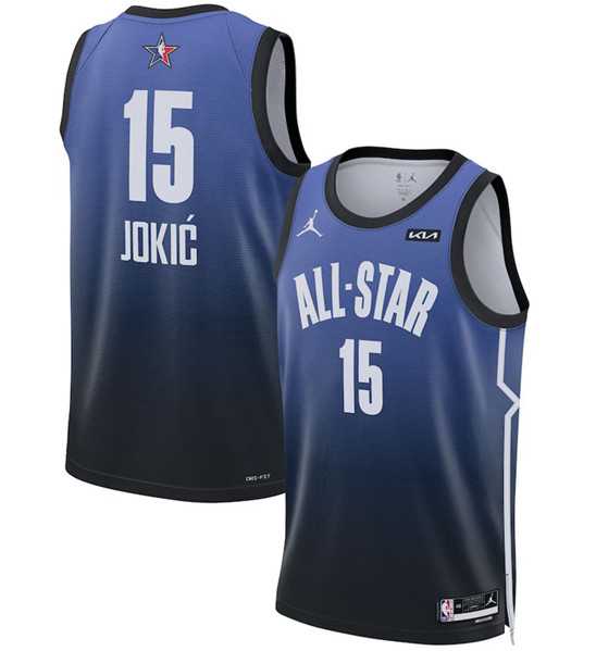 Men%27s 2023 All-Star #15 Nikola Jokic Blue Game Swingman Stitched Basketball Jersey Dzhi->2023 all star->NBA Jersey
